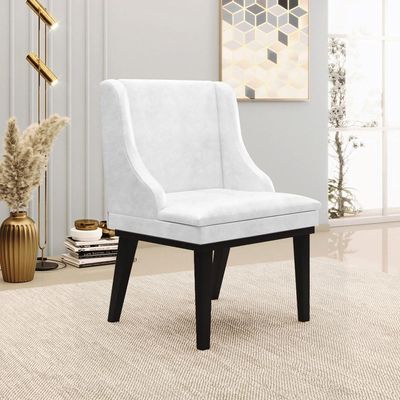 Kit 4 Cadeiras Decorativas Sala de Jantar Base Fixa de Madeira Firenze PU Branco Brilho/Preto G19 - Gran Belo
