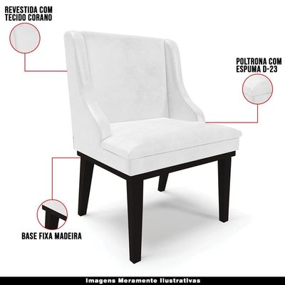 Kit 4 Cadeiras Decorativas Sala de Jantar Base Fixa de Madeira Firenze PU Branco Brilho/Preto G19 - Gran Belo