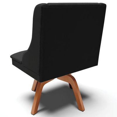 Kit 2 Cadeiras Decorativas Sala de Jantar Base Giratória de Madeira Firenze Veludo Preto/Natural G19 - Gran Belo