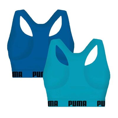Kit 2 Tops Puma Nadador Sem Costura Feminino P / Azul e Marinho