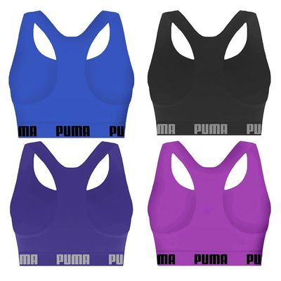 Kit 4 Tops Puma Nadador Sem Costura Feminino GG / Azul e Roxo