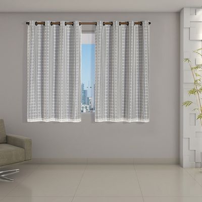 Cortina Blackout PVC Cinza Voil Xadrez 2,00m x 1,40m Forro 100% PVC/Voil 100% Poliéster - Bege