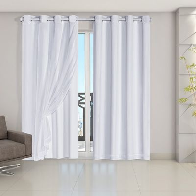 Cortina Blackout Voil Liso 2,80m x 2,30m Voil 100% Poliéster/Forro 100% PVC - Branca