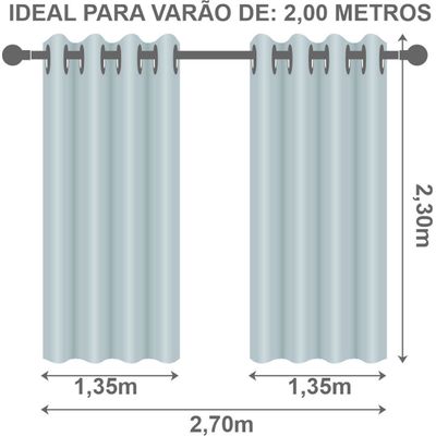Cortina Dual Forro Microfibra c/ Voil Xadrez 2,70m x 2,30m 100% Poliéster - Branco