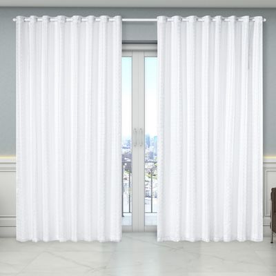 Cortina Dual Forro Microfibra c/ Voil Xadrez 2,70m x 2,30m 100% Poliéster - Branco