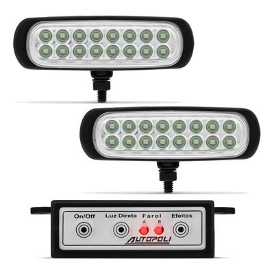 Farol Strobo Estrobo Safetycar Luz Milha Slim Led Verde Carcaça Preta Par