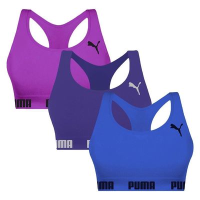 Kit 3 Tops Puma Nadador Sem Costura Feminino G / Roxo/Azul