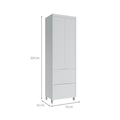 Paneleiro Marquesa 100% MDF 2 Portas 2 Gavetas Branco e Nature