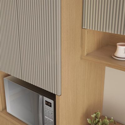 Paneleiro Simone Mendes 100% MDF 4 Portas 1 Gaveta Bege e Carvalho