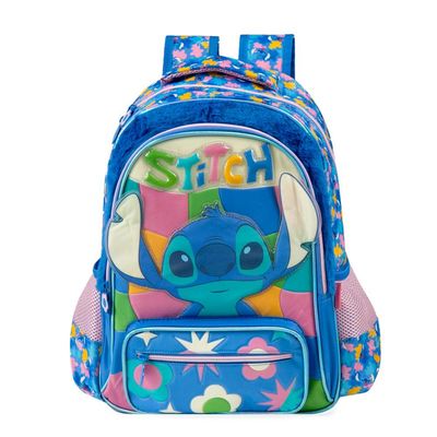 Mochila Escolar Feminina Infantil Stitch Azul U / Azul