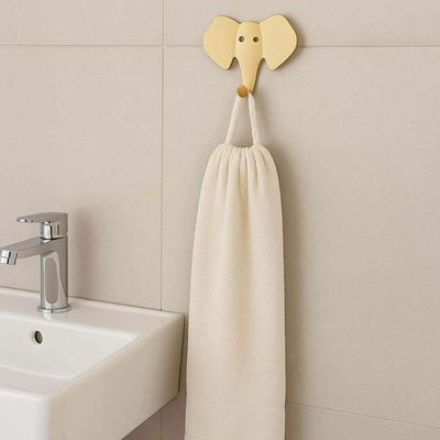 Kit 6 Gancho Elefante 8cm Dourado Aço Carbono Luft Masutti de Parede Roupas