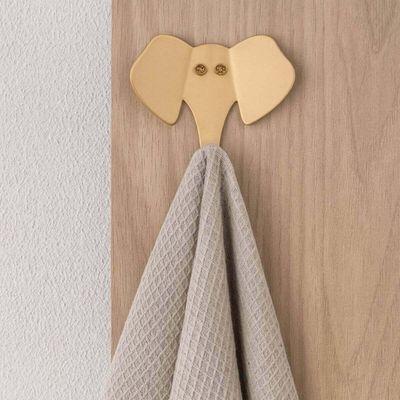 Kit 6 Gancho Elefante 8cm Dourado Aço Carbono Luft Masutti de Parede Roupas
