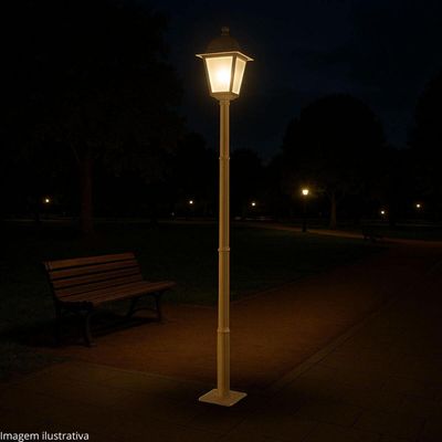 Kit 6 Postes Estacionamento 1,95m Luminárias Branco Jardim Praça 1 Lâmpada Dital