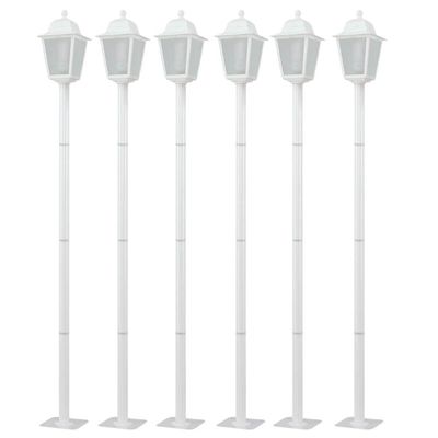 Kit 6 Postes Estacionamento 1,95m Luminárias Branco Jardim Praça 1 Lâmpada Dital