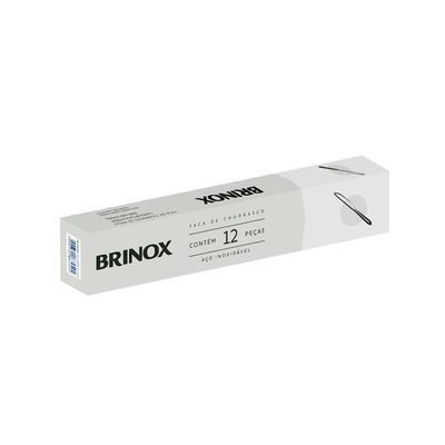 Conjunto de Facas de Churrasco Brinox Lyon Aço Inox 12 Peças Polido com Friso Inox