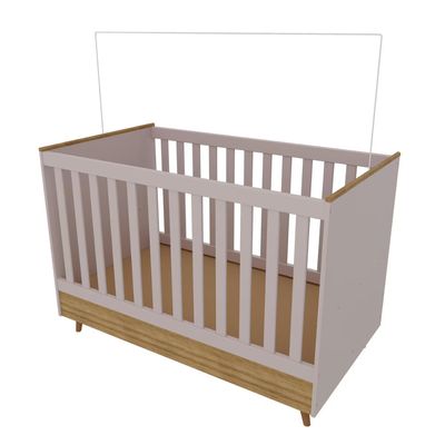 Quarto Infantil Completo Ternura Guarda-Roupa 3 Portas Cômoda 5 Gavetas Berço Conversível Bartira Rosa Wood