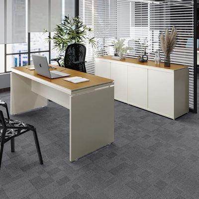 Conjunto De Escritório Office 2 Peças Mesa E Balcão Buffet T - Off White E Cedro Off White E Cedro