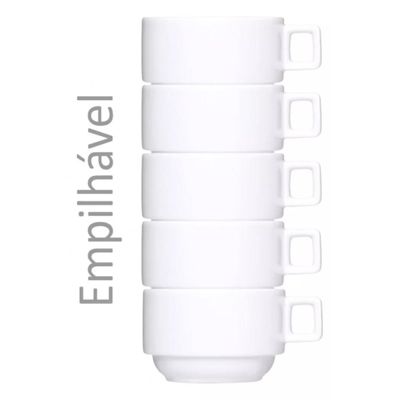 Jogo de 6 Xícaras de Cha Sem Pires Porcelana Bar Hotel Sublimação - Germer