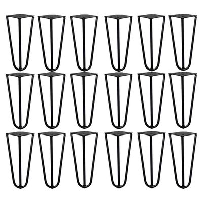 Kit 18 Pés de Metal 15 CM Hairpin Legs Mesas de Centro Puffs Preto G41