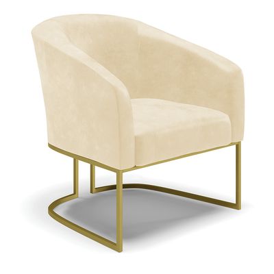 Poltrona Sala Decorativa Kit 2 Stella Base Industrial Dourada Sintético PU Bege D03 - D'Rossi