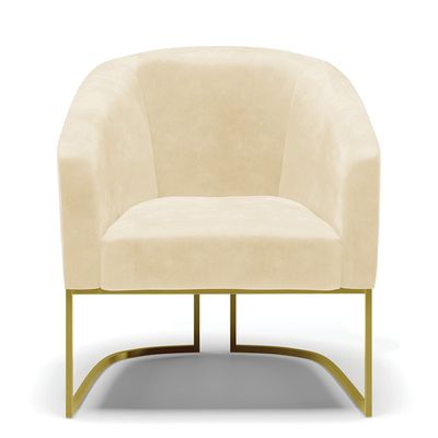 Poltrona Sala Decorativa Kit 2 Stella Base Industrial Dourada Sintético PU Bege D03 - D'Rossi