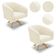 Poltrona Decorativa Kit 2 Stella Base de Madeira Giratória MA30 Veludo Cotelê Bege D03 - D'Rossi