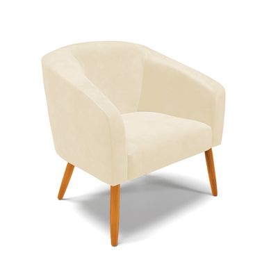 Poltrona Sala Decorativa Kit 2 Stella Pé Palito Castanho Sintético PU Bege D03 - D'Rossi