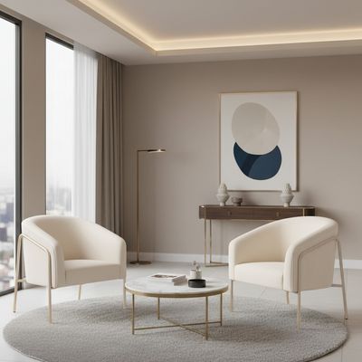 Poltrona Sala Decorativa Kit 2 Stella Base Alta Tubo Champanhe Veludo Cotelê D03 - D'Rossi Bege