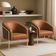 Poltrona Sala Decorativa Kit 2 Stella Base Alta Tubo Champanhe Sintético PU D03 - D'Rossi Whisky