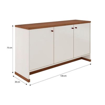 Conjunto Escritório 2 Peças - Buffet E Armário Verbena - Offwhite/ Offwhite/