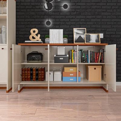 Conjunto Escritório 2 Peças - Buffet E Armário Verbena - Offwhite/ Offwhite/