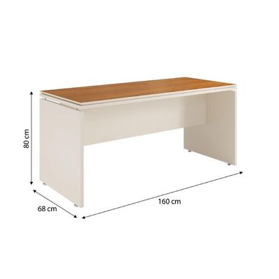 Conjunto De Escritório Office 3 Peças Mesa Balcão Armário Tu - Off White E Cedro Off White E Cedro