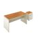 Conjunto De Escritório 2 Peças Mesa Gaveteiro 2 Gavetas Tund - Off White E Cedro Off White E Cedro