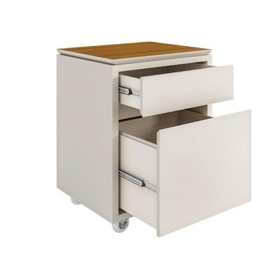 Conjunto De Escritório 2 Peças Mesa Gaveteiro 2 Gavetas Tund - Off White E Cedro Off White E Cedro