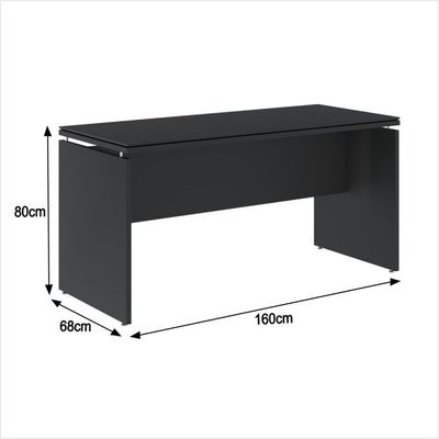 Conjunto De Escritório Office 3 Peças Mesa Gaveteiro Balcão - Preto Preto