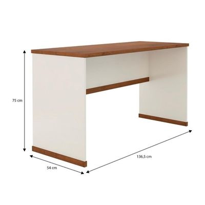Conjunto Escritório 3 Peças - Mesa Gaveteiro E Balcão Verben - Offwhite/ Offwhite/