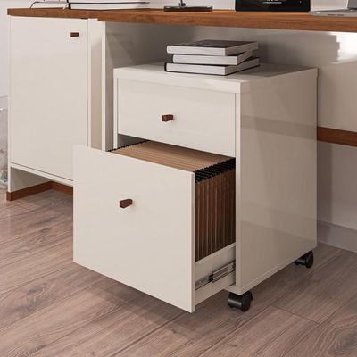 Conjunto Escritório 3 Peças - Mesa Armário E Gaveteiro Verbe - Offwhite/ Offwhite/