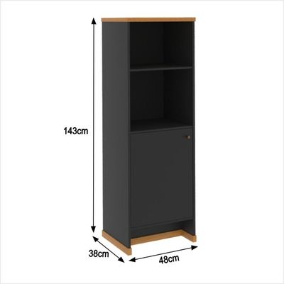 Conjunto Escritório Office 4 Peças Mesa Gaveteiro Armário Bu - Preto E Preto E