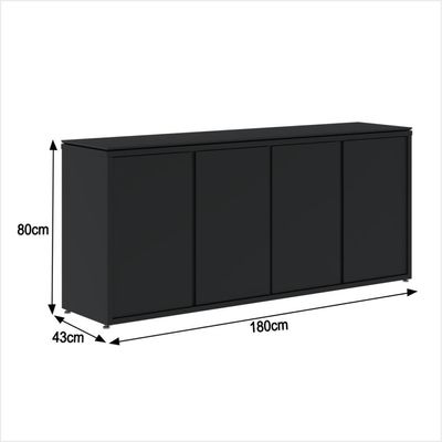Conjunto De Escritório Office 4 Peças Mesa Gaveteiro Balcão - Preto Preto