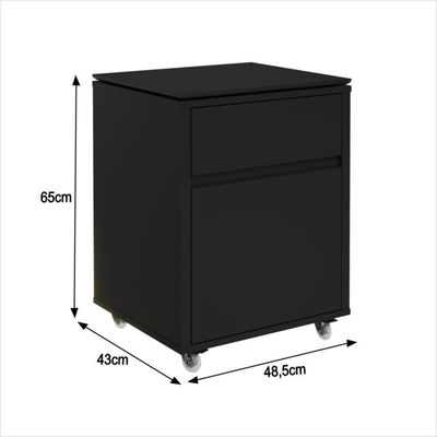 Conjunto De Escritório Office 4 Peças Mesa Gaveteiro Balcão - Preto Preto