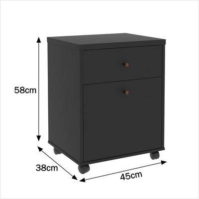 Conjunto Escritório Office Escrivaninha Balcões Gaveteiro Ve - Preto/ Preto/