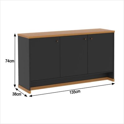 Conjunto Escritório Office Escrivaninha Balcões Gaveteiro Ve - Preto/ Preto/