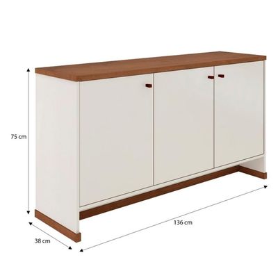 Conjunto Escritório Office Mesa E Buffet Verbena - Vianossa - Offwhite/ Offwhite/