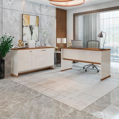 Conjunto Escritório Office Mesa E Buffet Verbena - Vianossa - Offwhite/ Offwhite/