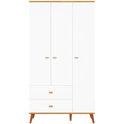 Quarto Infantil Completo Ternura Guarda-Roupa 3 Portas Cômoda 5 Gavetas Berço Conversível Bartira Branco Wood