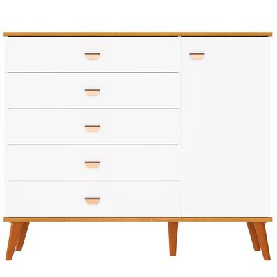 Quarto Infantil Completo Ternura Guarda-Roupa 3 Portas Cômoda 5 Gavetas Berço Conversível Bartira Branco Wood