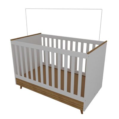 Quarto Infantil Completo Ternura Guarda-Roupa 3 Portas Cômoda 5 Gavetas Berço Conversível Bartira Branco Wood