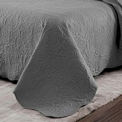 Kit Cobre Leito Colcha Basic Queen 3 Peças Dupla Face Liso Classic - Cinza Escuro - 100% Poliéster