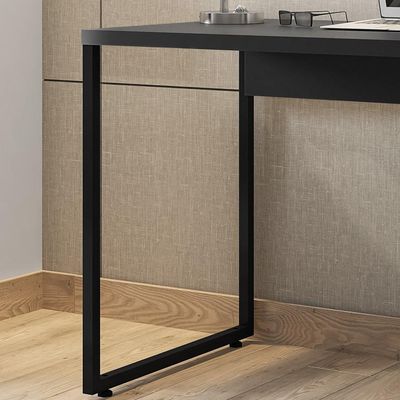 Mesa Para Escritório e Home Office Industrial Soft F01 Preto Fosco - Lyam Decor