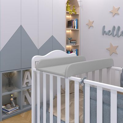 Trocador De Fraldas Almofadado Para Berço P02 Cinza - Lyam Decor